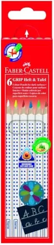 Faber Castell Farbstift Grip Heft & Tafel 6er Etui sortiert in weiß von Faber-Castell
