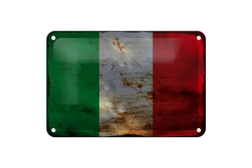 Blechschild Flagge Italien 18x12 cm Flag of Italy Rost Deko Schild