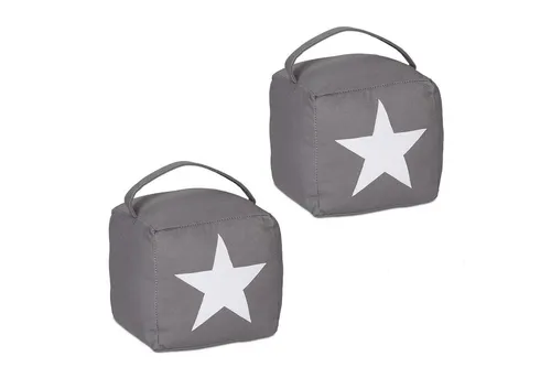 relaxdays Türstopper Stern Motiv 2er Set, Dunkelgrau