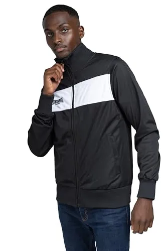 Lonsdale Herren Trainingsjacke ALNWICK, Slim Fit, Black/White, XXL - Funktionsjacke mit figurbetonter Passform, aus 100% Polyester, ideal für sportliche Aktivitäten und Freizeit. Kleine Logo-Stickerei und stylisches Design.