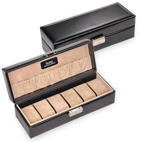 SACHER Uhrenetui für 6 Uhren new classic - Schuh-, Schmuck- & Uhren-Accessoires, hochwertiges Lederetui in feiner Handarbeit gefertigt, ideal für die stilvolle Aufbewahrung Ihrer Uhren.