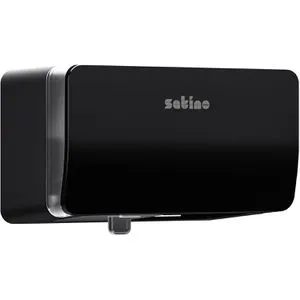 Doppelrollen Toilettenpapierspender Wepa Satino schwarz - Praktischer Spender für 2 Kleinrollen, ideal für kleine Toilettenkabinen und sorgt für langfristige Hygiene dank integrierter Ersatzrolle.