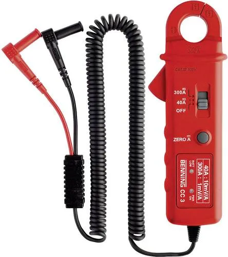 Benning Messadapter CC 3, 044038 - Stromzangenadapter für AC/DC - Elektroinstallation: Sicheres Messen von Gleich- und Wechselstrom bis 300 A, kompatibel mit BENNING Multimetern und Installationstestern.