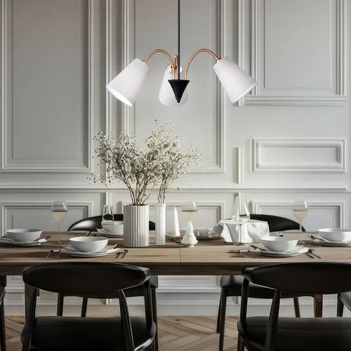 Honsel Leuchten Hängeleuchte 69363 - Moderne Pendelleuchte aus hochwertigem Textil in natur, ideal für Wohn- und Essbereiche. Flexibel einstellbare Arme und Platz für drei E14 Leuchtmittel sorgen für individuelle Lichtgestaltung.