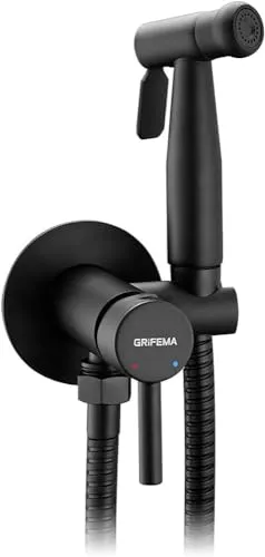GRIFEMA Bidet Handbrause für WC, Einhebelmischer mit Warm- und Kaltwasser, Schwarz, WC-Dusche mit Halterung und Schlauch, Modell G154B-1, [Exklusiv bei Amazon]