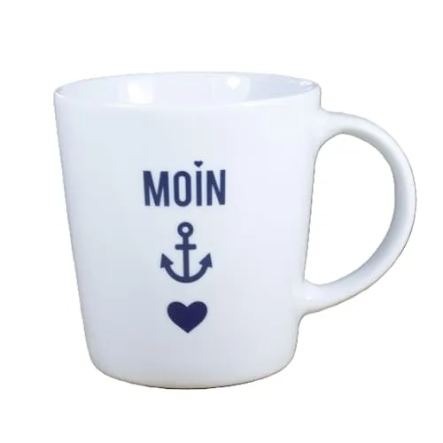 Bow & Hummingbird - 1824022-1 - Kaffeebecher, Maritim, Moin, Porzellan, 10cm x 9,5cm, 360ml, spülmaschinen- und mikrowellengeeignet