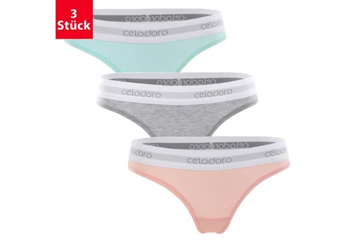 celodoro Tanga Damen Tanga, Webgummi-Bund (3er Pack) Sport Mini-Slip