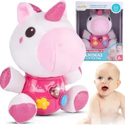 Malplay Plüsch Maskottchen Einhorn Pferd Interaktives Lichtern und Musik ab 6 Monaten - Rosa