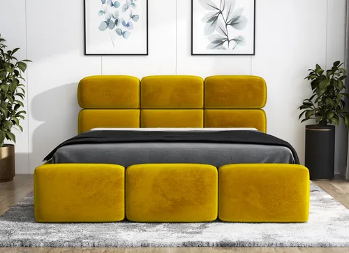 Polsterbett MAROKO -OM 90 x 200 mit Bettkasten. Farbe: Gold in gold von Mebloland