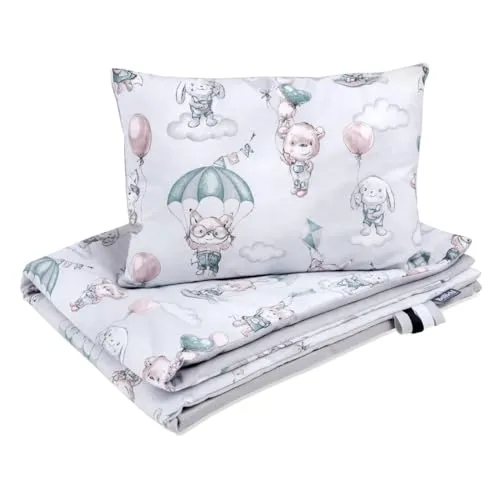Bellochi Kinderbettwäsche 75 * 100 cm mit Füllung, Set - Kinderbettdecke 70x100 cm Set mit Kissen |weich und atmungsaktiv - aus 100% Baumwolle - Loom