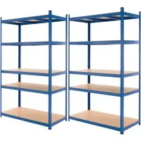 ECD Germany 2er Lagerregal Schwerlastregal Blau 200x100x50 cm - Werkstatteinrichtung mit 5 höhenverstellbaren Regalböden, jeder mit 175 kg Tragkraft. Ideal für Keller und Werkstatt, stabil und einfach zu montieren dank Stecksystem.