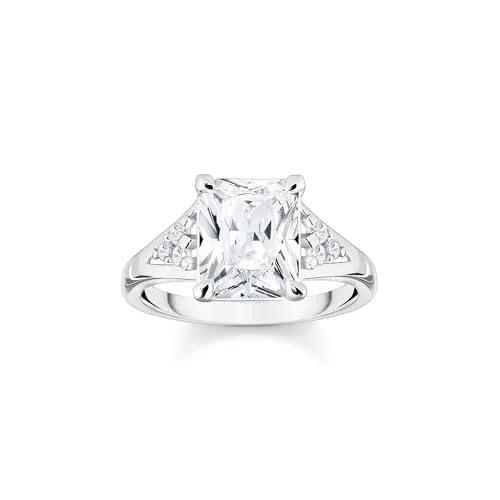 THOMAS SABO Ring weißer Stein Silber Recyceltes 925 Sterling Silber Zirkonia, Größe 52, TR2362-051-14-52