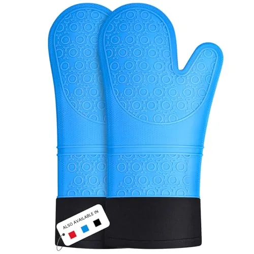 Sopito Ofenhandschuhe, hitzebeständige Silikon-Ofenhandschuhe, extra Lange Anti-Rutsch zum Grillen, Backen, Mikrowelle