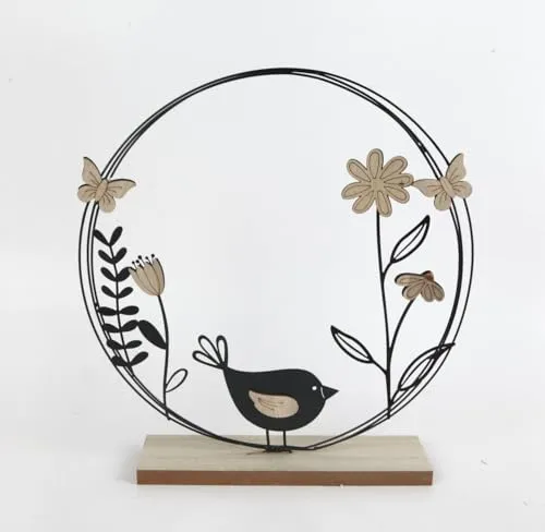 TrendLine Aufsteller Holz mit Vogel und Blumen 29 x 6 x 30 cm Figuren