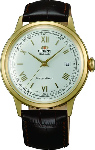 Orient Unisex Automatik Uhr FAC00007W0 mit Lederarmband - Armbanduhren für Herren mit elegantem goldenen Edelstahlgehäuse, 41mm Durchmesser und 3 Bar Wasserdichtigkeit – ideal für stilbewusste Träger.