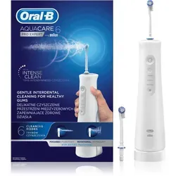 Oral-B AquaCare 6 Pro-Expert Munddusche - Munddusche mit 6 Putzmodi für sanfte Zahnpflege und gesundes Zahnfleisch, ideal für empfindliche Zähne und Zahnspangen. Inklusive 2 Ersatzdüsen und leicht abnehmbarem Wasserbehälter.