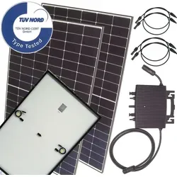 Balkonkraftwerk 860W mit Wireless Mikro-Wechselrichter - Balkonkraftwerk 860W: Hohe Effizienz durch PERC-Technologie, ideal für Balkon oder Garten. Maximale Stromerträge bei schwachem Licht und einfache Überwachung dank Wireless-Funktion.