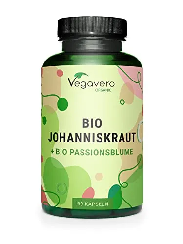 Vegavero Bio Johanniskraut Kapseln hochdosiert mit Passionsblume