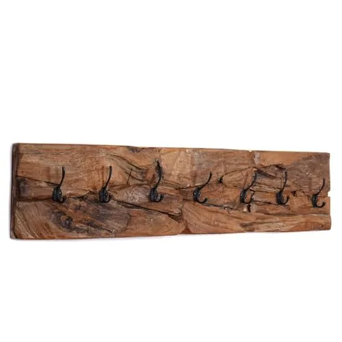 CREEDWOOD Natur WANDGARDEROBE Mina | 7 Haken aus Treibholz in braun von CREEDWOOD