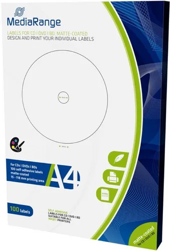 Mediarange Etikettenpapier 100 Mediarange BD / CD / DVD Label matt 15 mm bis 118 mm