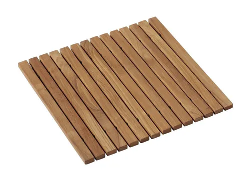 Cinas Badematte Bath, Höhe 3 mm, Teakholz, Runde Silhouette, stabile Basis, vielseitig kombinierbar