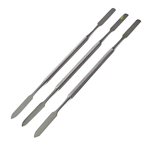 3x Spatel, 8-Kant Griff, zweiendig, Länge 18 cm, rostfreier Edelstahl - Cremespatel Spatel Kosmetik Salbenspatel Zement Spatel Basteln Modellbau
