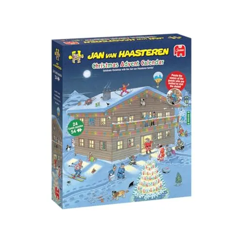 Jumbo Spiele Puzzle Jan van Haasteren Adventskalender - Puzzle mit 54 Teilen für Weihnachten, inklusive 24 festlicher Motive, ideal für Puzzle-Fans ab 14 Jahren und eine tolle Beschäftigung in der Adventszeit.