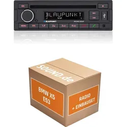 Autoradio Einbaupaket Blaupunkt Milano 200 BT passend für BMW X5 E53 + Business Radio Schwarz | Bluetooth USB