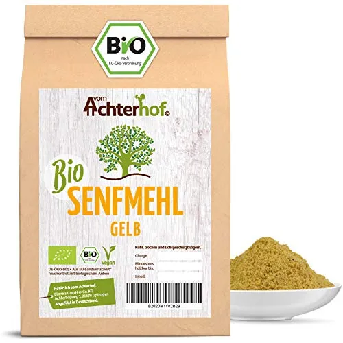 BIO Senfmehl (500g) Senfsaat gelb gemahlen, teilentölt zur Senfherstellung Senfpulver vom-Achterhof