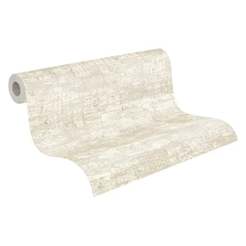 Livingwalls Tapete 396575 Industrial mit Struktur in Beige, Creme - hochwertige Design Tapete mit Metalliceffekt in Kupfer für verschiedene Räume - 10,05m x 0,53m - Made in Germany