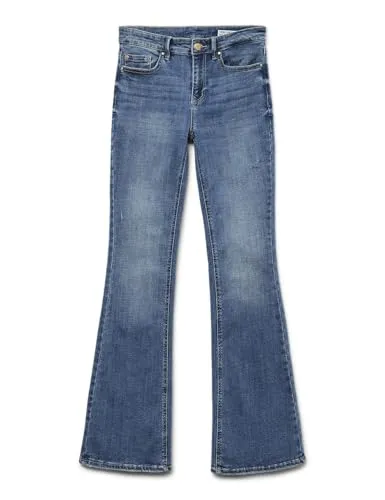 VERO MODA VMFLASH Mid Rise Jeans für Frauen - Stylische, ausgestellte Mid Rise Jeans aus 69% Baumwolle und 20% recycelter Baumwolle, ideal für umweltbewusste Modebewusste.