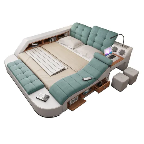 Multifunktionales Doppelbett mit Massagefunktion in Grün