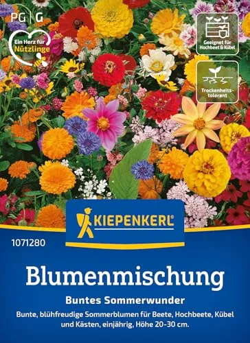 Kiepenkerl Blumensamen-Mischung Buntes Sommerwunder 1071280 - Blumensamenmischung für Blumenbeete & Kübel - Wildblumensamen, Blumenwiese, Saatgut
