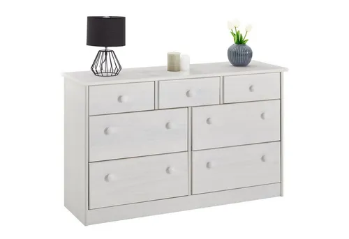 IDIMEX Kommode RONDO - 7 Schubladen Sideboard aus massivem Kiefernholz - Kommode in Weiß mit 7 praktischen Schubladen, ideal für Ordnung im Landhausstil. Perfekt für jeden Wohnraum!