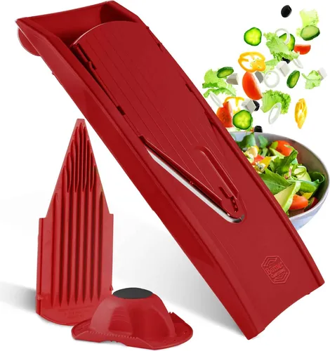 Börner Gemüsehobel V1 (Basis Set) – Verstellbarer V-Hobel für Gemüse & Obst - 4-teiliges Set mit verstellbarem Gemüsehobel für präzise Scheiben in 3 Stärken. Hochwertige Edelstahlmesser und BPA-freier Kunststoff – ideal für die kreative Küche.