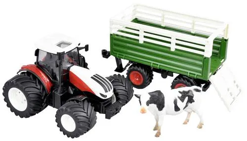 Amewi RC Traktor mit Viehtransporter - 1:24 RTR, mit Sound und Licht, ideal für Kinder ab 6 Jahren, spielend lernen und Spaß haben