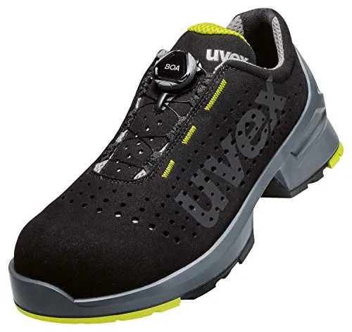 uvex 1 Halbschuhe S1 schwarz, gelb Weite 12 Gr. 51 - Arbeitsschuhe mit ergonomischer Konstruktion für optimalen Schutz und Komfort, ideal für lange Arbeitstage.
