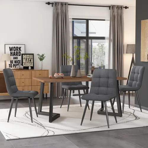Flieks Esszimmertisch Esstisch, Rechteckig mit Metallbeinen, Walnussfarbe, 117x68x75 cm