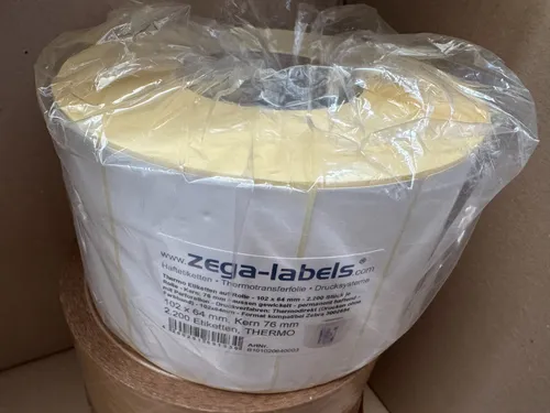 Thermo Etiketten 102 x 64 mm - 2.200 Stck Kern 76mm Zebra ZM400 ZT230 S4M