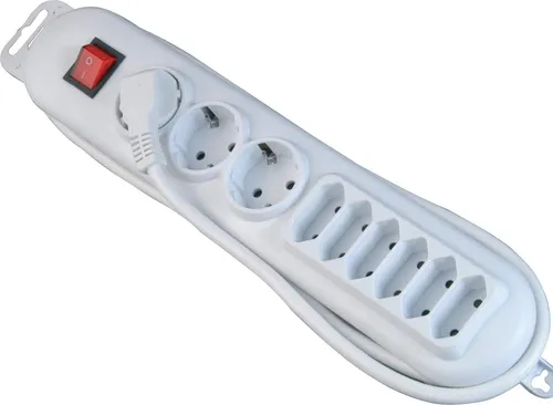 Unitec Steckdosenleiste WhiteLine 3+6 fach mit Schalter weiß  2m