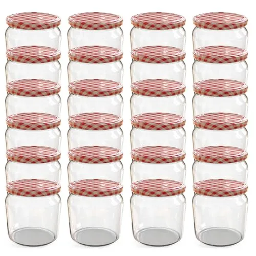 Oputec 24 x 360 ml Einmachgläser mit Schraubdeckel - Einmachgläser für Marmeladen und Konfitüren, luftdicht und spülmaschinenfest, ideal für die sichere Aufbewahrung Ihrer hausgemachten Köstlichkeiten.