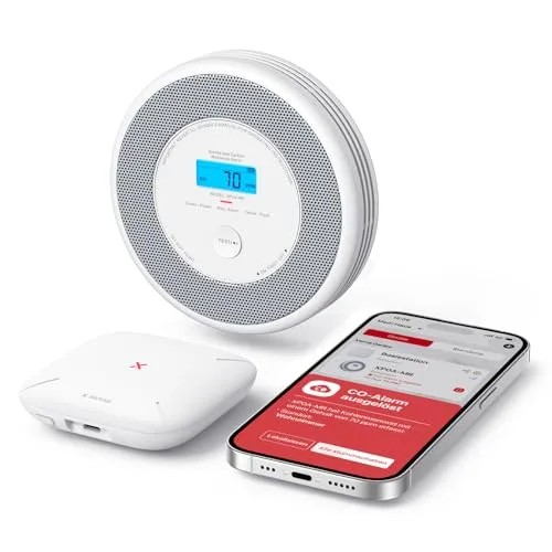 X-Sense WLAN-Rauch- und Kohlenmonoxidmelder mit Sprachalarm - 2-in-1 Rauch- und Kohlenmonoxidmelder mit Standortansage, einfache Installation und App-Warnungen, bietet zuverlässigen Schutz für Ihr Zuhause.
