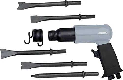 ABAC Meißelhammer G-475 - Kunststoffkoffer mit Zubehör (5 Meißel 175 mm + Haltefeder + Miniöler + Plastikflasche) - 4500 Hübe/min