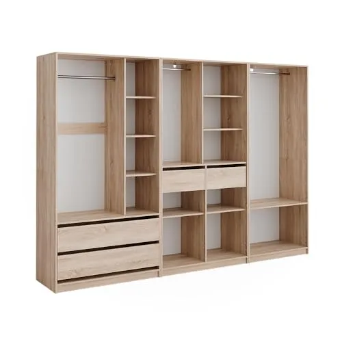 Vicco Kleiderschrank Elmo 100 x 200 cm Set mit 3 Teilen - Kleiderschränke – Stilvolles Mehrzweckschrank-Set mit viel Stauraum, ideal für jede Wohnung!