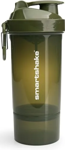 Smartshake O2GO ONE Protein Shaker Flasche 800 ml | 27 oz – Unisex Gym Shaker mit Pulverfach – Auslaufsicherer Schraubdeckel – BPA frei – Armeegrün