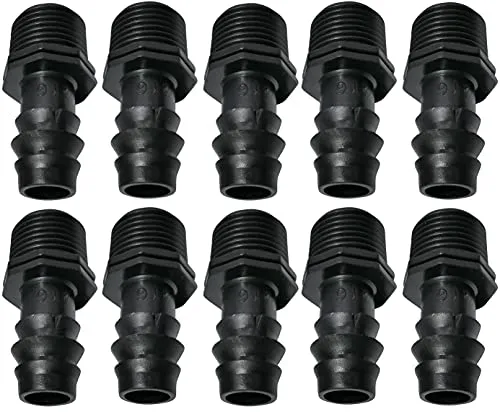 AERZETIX - C48705 - Satz mit 10 Adapter/armaturen mit widerhaken Ø16mmx1/2'' für tropfschlauch außengewinde (für Ø16mm Schlauch) - anschluss für bewässerungs/sprinkleranlage