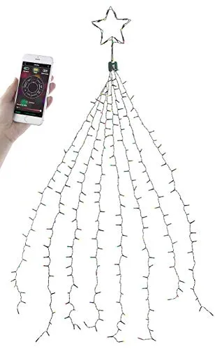 Lunartec Weihnachtsbaum Überwurf: Christbaum-Überwurf-Lichterkette, 320 RGBW-LEDs, Bluetooth & App, IP44 (Weihnachtsbaumbeleuchtung außen, Christbaumnetz Beleuchtung, LED Weihnachtsbaumkerzen)