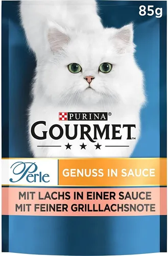 PURINA GOURMET PERLE GENUSS KATZENFUTTER NASSFUTTER MIT LACHS IN SAUCE 24x85g