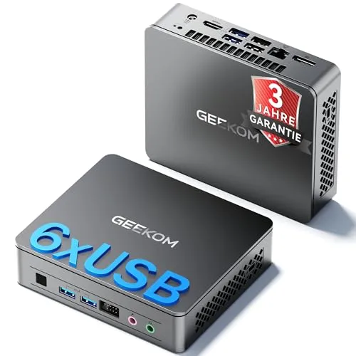 GEEKOM Silent Mini PC Air12 Lite mit Intel N95, 8GB RAM, 256GB SSD, Business Office Multimedia Mini Desktop Computer mit Win-11 Sofort Einsatzbereit | 6×USB&9-PIN Ports | Dual-Display 4K@60Hz