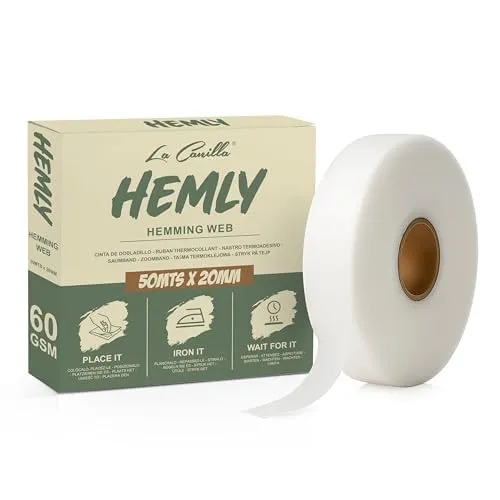 La Canilla® HEMLY Saumband zum Aufbügeln Waschfest (XXL) 50 Meter x 20mm Extra Stark 60 GSM